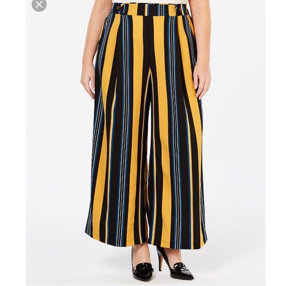 Monteau Pants - Monteau Striped Wide Leg Pull On Pants Size 3X